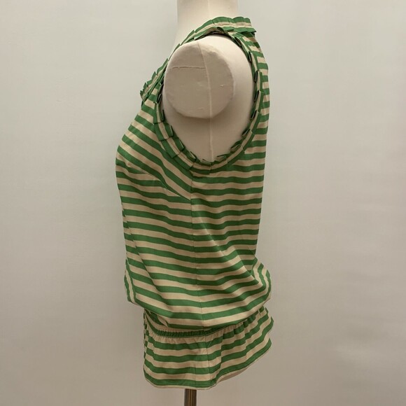 Outback Red Women's Top X-Small Green Beige Sleeveless Striped - Picture 4 of 9